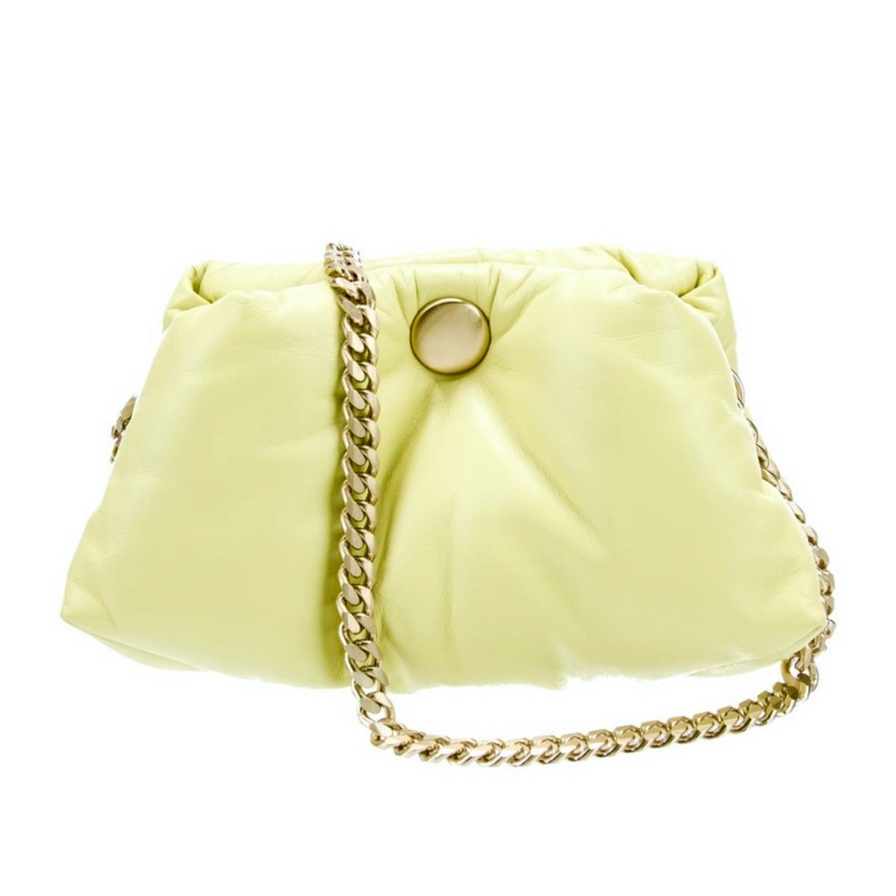 Lime green puffy Proenza Schouler handbag, with adjustable chain shoulder strap